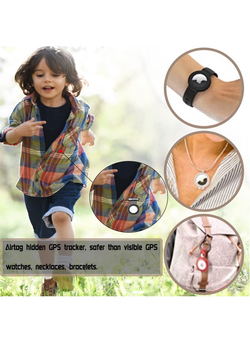 4 Pieces Hidden Silicone Protective Case Compatible with Apple AirTag with Invisible Pin Holder Anti Lost AirTag Holder Suitable for Kids and Elderly  - Image 3