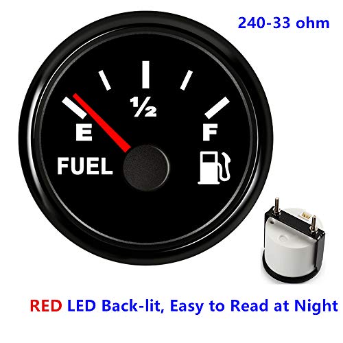 100TECH Marine Gas Fuel Gauge for Boat Fuel Level Gauge for Car Truck Vehicle Diesel Aftermarket Gauge for Truck Vehicle SUV Automotive Replacement Fuel Level Gauge with Backlight 240-33ohm Black - Image 3