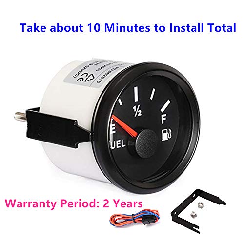 100TECH Marine Gas Fuel Gauge for Boat Fuel Level Gauge for Car Truck Vehicle Diesel Aftermarket Gauge for Truck Vehicle SUV Automotive Replacement Fuel Level Gauge with Backlight 240-33ohm Black - Image 2
