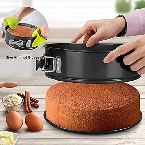 Wishome Round Springform Teflon Coated Carbon Steel Non-Stick Lockable Cake Baking Mould for Microwave Oven OTG Dishwasher Safe Freezer Safe - Cake Mould D20xH6.3 cm,Black - Image 4