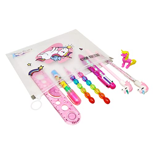 PARTEET Transparent Unicorn Pouch with 1 Pouch, 1 Sequin Pen, 1 Unicorn Pen, 1 Unicorn Pencil, 2 Stack, 1 Unicorn Eraser, 1 Pen Type Eraser, 1 Scale - Image 4