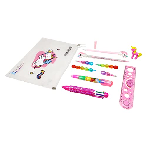 PARTEET Transparent Unicorn Pouch with 1 Pouch, 1 Sequin Pen, 1 Unicorn Pen, 1 Unicorn Pencil, 2 Stack, 1 Unicorn Eraser, 1 Pen Type Eraser, 1 Scale - Image 3
