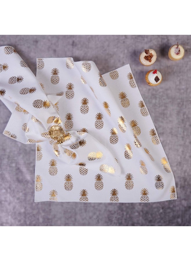 MJ Label 16*16" Pinapple Foil Print, White