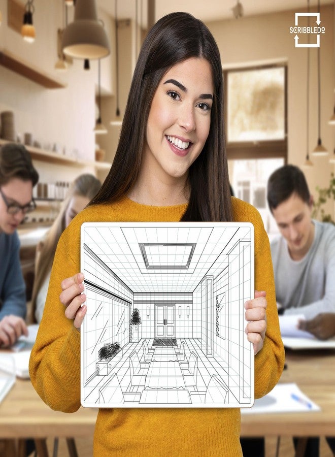 SCRIBBLEDO 1 Point Perspective Grid 11”x14” Large Graph Dry Erase Board Double-Sided White Board Drawing Grid Lines Graphing Charts Whiteboard for Home School Classroom Teachers and Students - Image 5