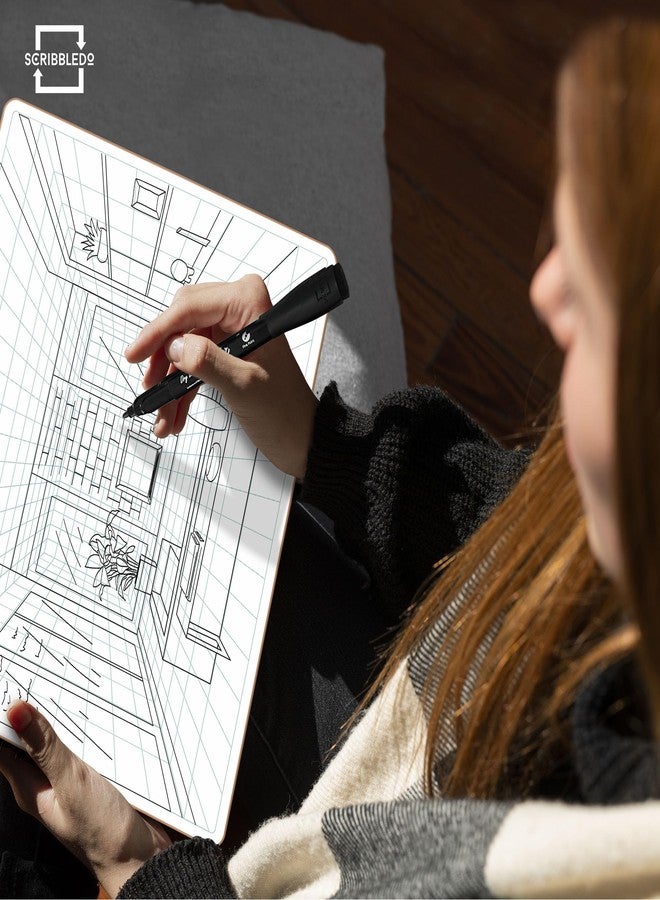 SCRIBBLEDO 1 Point Perspective Grid 11”x14” Large Graph Dry Erase Board Double-Sided White Board Drawing Grid Lines Graphing Charts Whiteboard for Home School Classroom Teachers and Students - Image 3