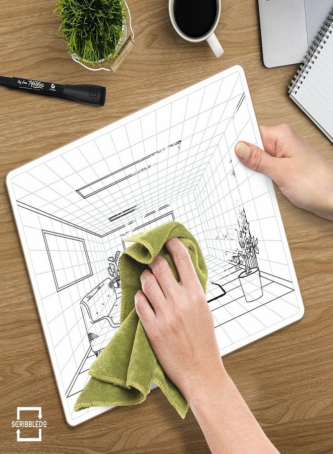SCRIBBLEDO 1 Point Perspective Grid 11”x14” Large Graph Dry Erase Board Double-Sided White Board Drawing Grid Lines Graphing Charts Whiteboard for Home School Classroom Teachers and Students - Image 4