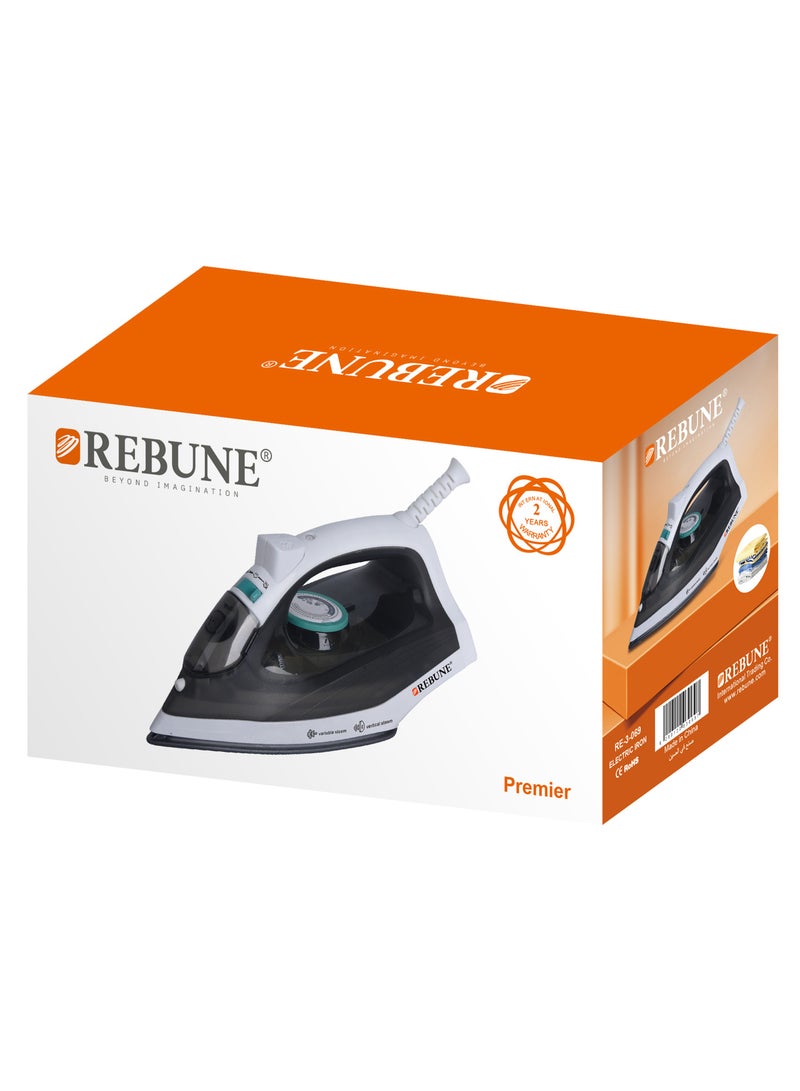 REBUNE Steam Iron, 1300W Power, 200ML Water Tank, Vertical Steam, 4 Temperature Levels, Model RE-3-069 200 ml 1300 W RE-3-069 BLACK - Image 3