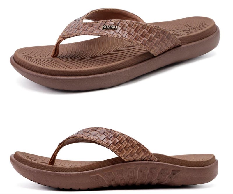 KuaiLu Flip Flops for Women Size 9, Ladies Othotic Thong Sandals With Arch Support, Plantar Fasciitis Shoes Women Slip On Indoor Outdoor Wide For Summer - Image 1
