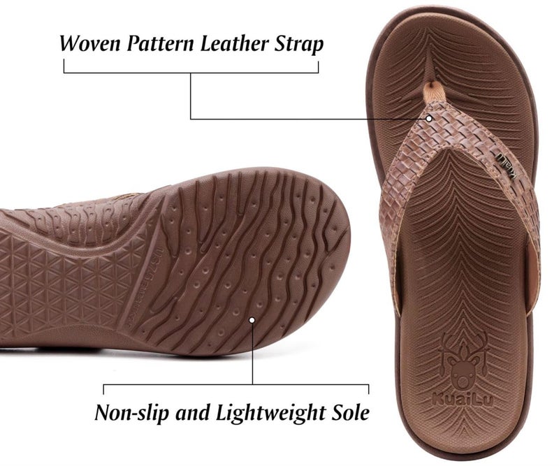 KuaiLu Flip Flops for Women Size 9, Ladies Othotic Thong Sandals With Arch Support, Plantar Fasciitis Shoes Women Slip On Indoor Outdoor Wide For Summer - Image 4