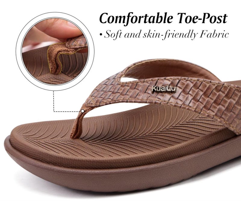 KuaiLu Flip Flops for Women Size 9, Ladies Othotic Thong Sandals With Arch Support, Plantar Fasciitis Shoes Women Slip On Indoor Outdoor Wide For Summer - Image 5