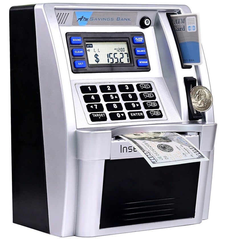 GoodsFederation Upgraded Talking ATM Piggy Bank for Kids AdultsToy Money Bank for Real Money with Voice PromptData SaveCardSaving TargetBalance CalculatorElectronic Money Safe Coin BoxHot Gift for Boys Girls - Image 3