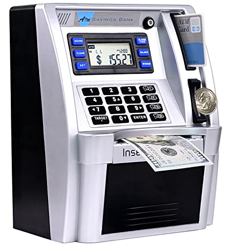 GoodsFederation Upgraded Talking ATM Piggy Bank for Kids AdultsToy Money Bank for Real Money with Voice PromptData SaveCardSaving TargetBalance CalculatorElectronic Money Safe Coin BoxHot Gift for Boys Girls - Image 1