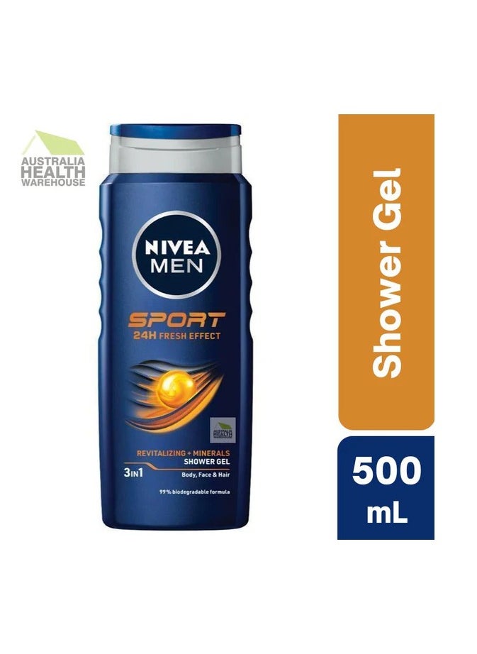 Nivea Nivea MEN 3in1 Shower Gel Body Wash, Power 24h Fresh Effect Citrus Scent, 500ml  - Image 3
