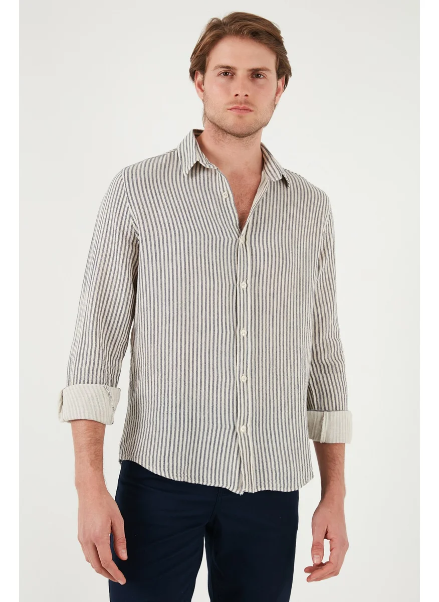 Buratti Striped Regular Fit Cotton Long Sleeve Shirt Men's Shirt CF25S129721