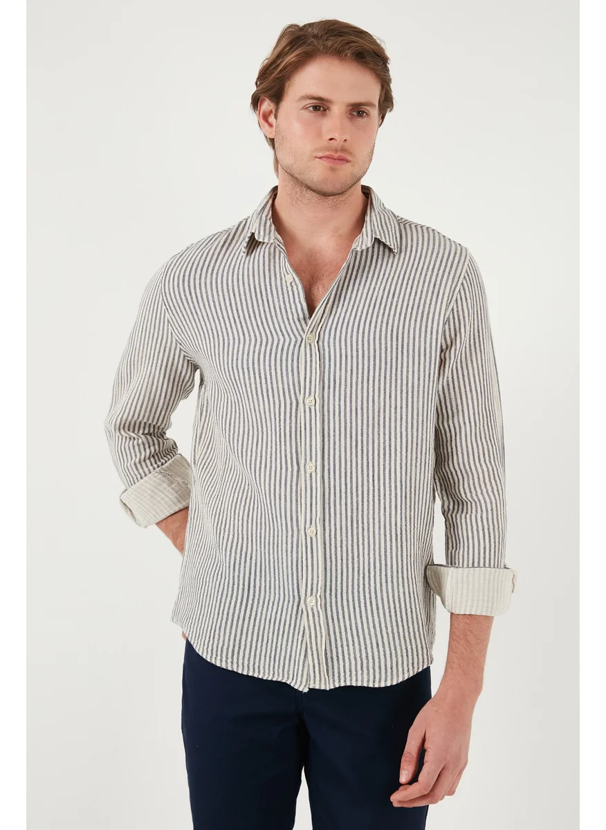 Buratti Striped Regular Fit Cotton Long Sleeve Shirt Men's Shirt CF25S129721