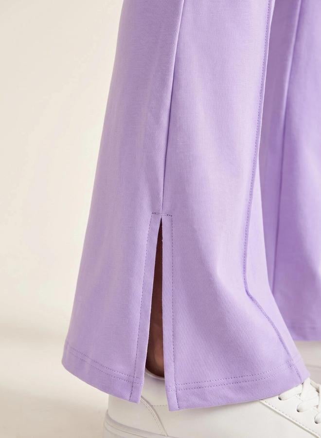 Styli Teen Girls Lilac Solid High-Rise Leggings with Front Slit - Image 3
