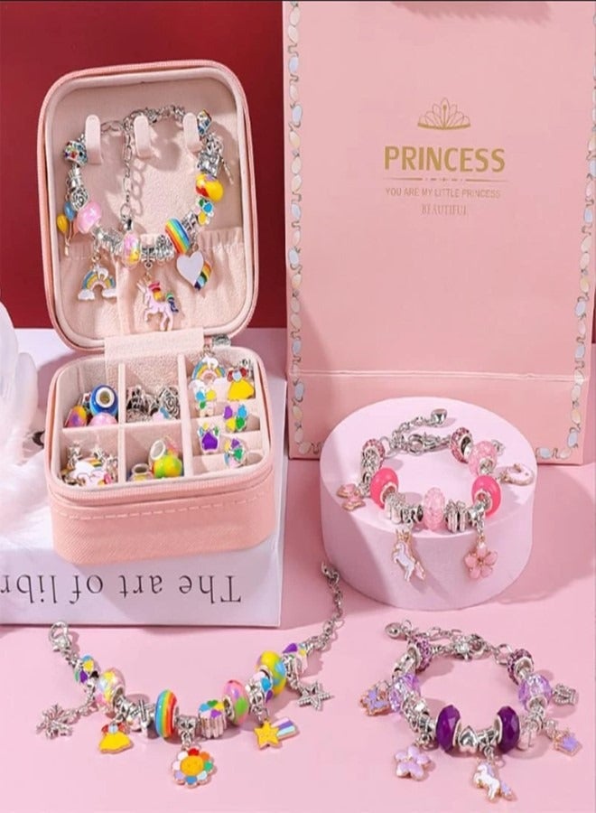 Bracelet Making Kit For Girls,68PCs Charm Bracelets Kit With Jewelry Box, Jewelry Charms - Image 5