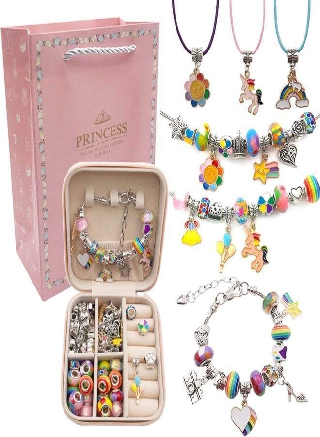Bracelet Making Kit For Girls,68PCs Charm Bracelets Kit With Jewelry Box, Jewelry Charms - Image 1