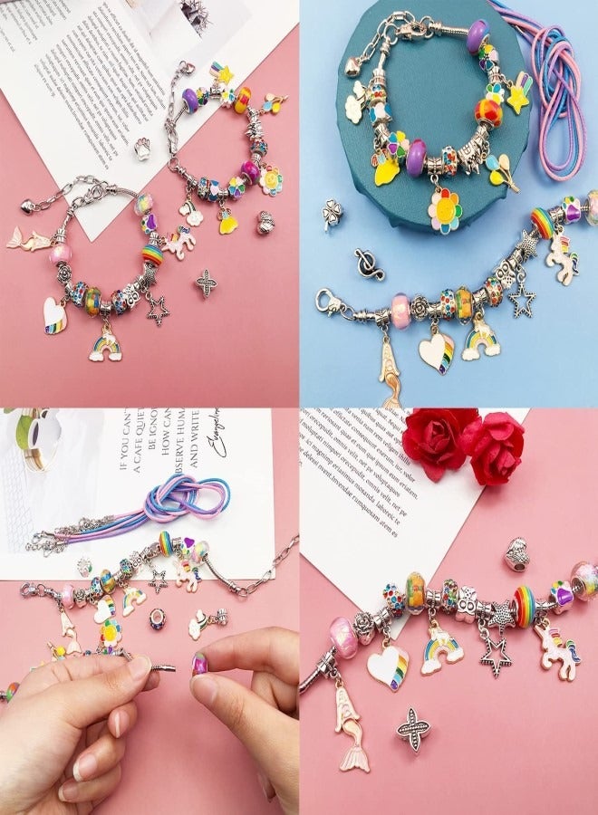 Bracelet Making Kit For Girls,68PCs Charm Bracelets Kit With Jewelry Box, Jewelry Charms - Image 4