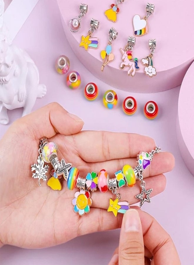 Bracelet Making Kit For Girls,68PCs Charm Bracelets Kit With Jewelry Box, Jewelry Charms - Image 3