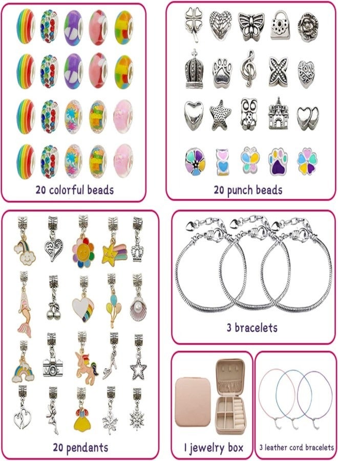 Bracelet Making Kit For Girls,68PCs Charm Bracelets Kit With Jewelry Box, Jewelry Charms - Image 2