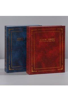 Angmei 2pcs 6 inch photo album 100 pockets album with gold cover insert retro (1red+1blue)  - Image 1