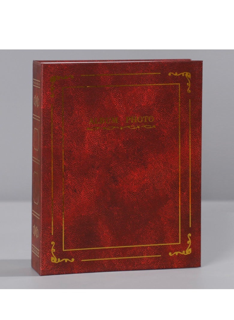 Angmei 2pcs 6 inch photo album 100 pockets album with gold cover insert retro (1red+1blue)  - Image 3