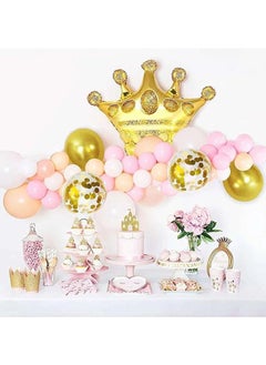 Party 8-piece set for 5st birthday party anniversary decoration party supplies includes gold number 5 balloon, large gold crown foil balloon set, 12-inch sequin balloon, 12-inch gold balloon  - Image 2