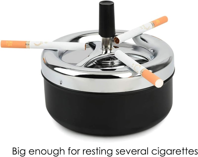 SCSpecial Round Ashtray Large Push Down Spinning Cigarette Ash Tray, Smokeless Ash Holder, 13 cm - Image 5