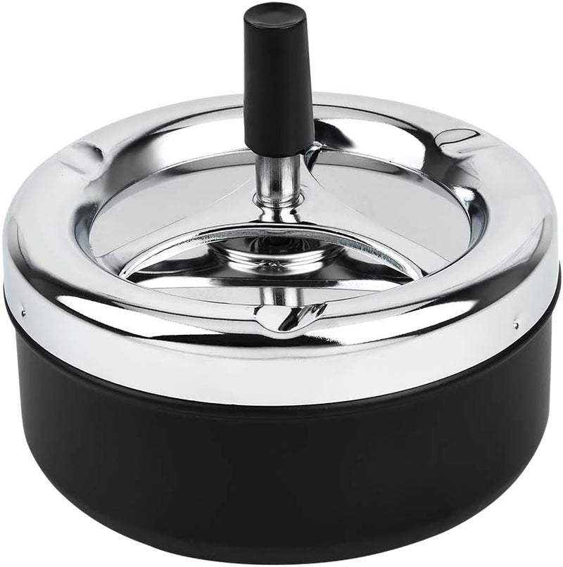 SCSpecial Round Ashtray Large Push Down Spinning Cigarette Ash Tray, Smokeless Ash Holder, 13 cm - Image 1