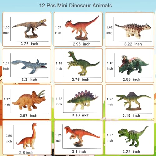 RUSON 12 Pcs Mini Dinosaur Animals Figures Toys Realistic Dinosaur Playset Figurines Cake Topper Toy Set Christmas Birthday Easter Egg Gift Party Supplies for Kids Toddlers - Image 5