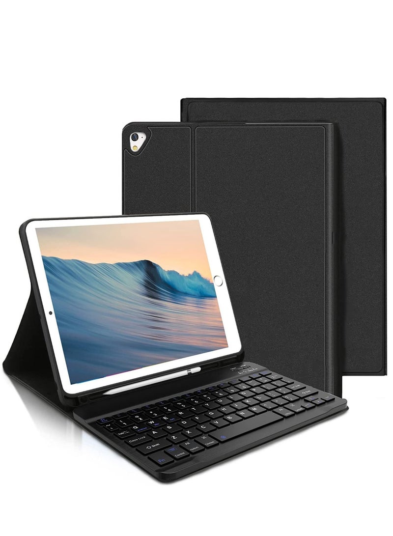 جراب لوحة المفاتيح لجهاز iPad من الجيل التاسع / الثامن / السابع 2021/2020/2019 10.2 بوصة غطاء حامل خلفي ناعم من البولي يوريثان الحراري مع حامل قلم رصاص قابل للفصل مغناطيسيًا بلوحة مفاتيح لاسلكية تعمل - Image 1