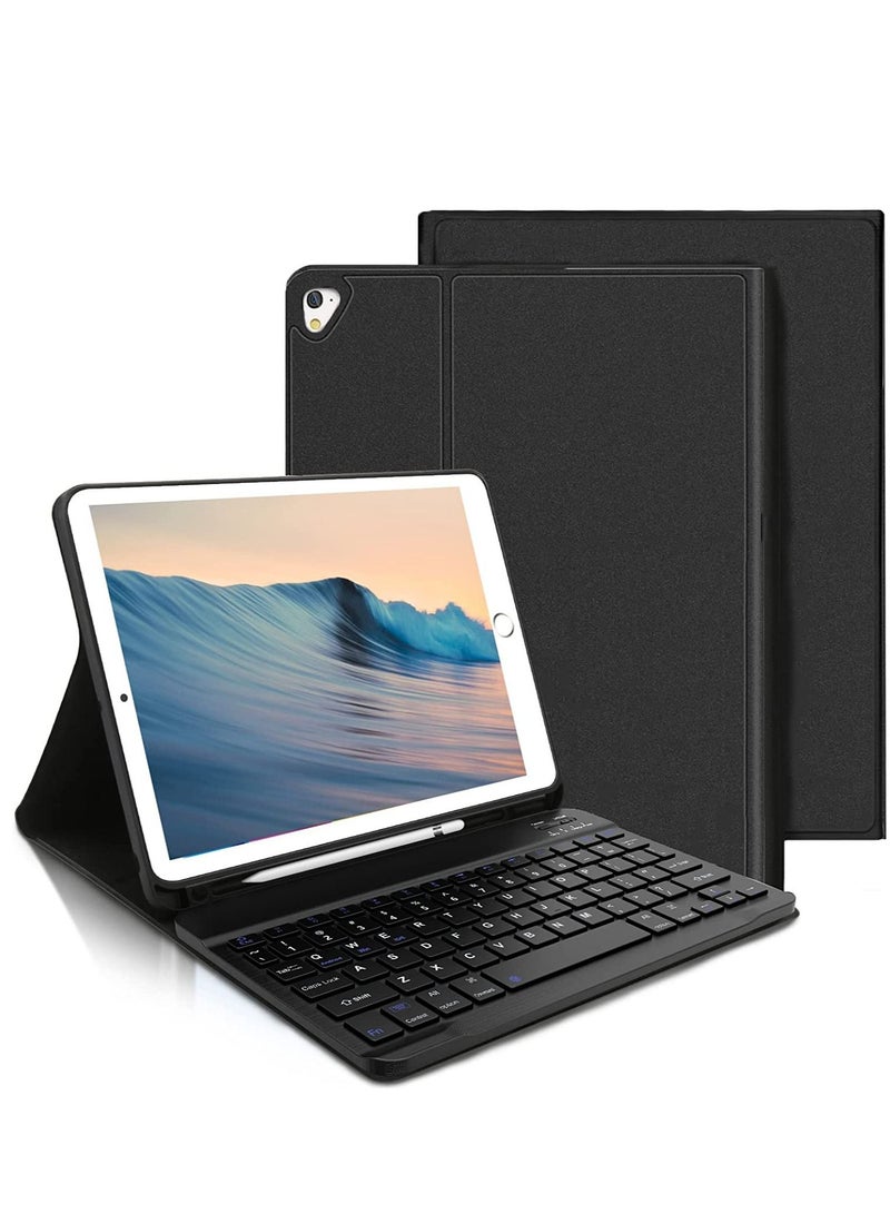 جراب لوحة المفاتيح لجهاز iPad من الجيل التاسع / الثامن / السابع 2021/2020/2019 10.2 بوصة غطاء حامل خلفي ناعم من البولي يوريثان الحراري مع حامل قلم رصاص قابل للفصل مغناطيسيًا بلوحة مفاتيح لاسلكية تعمل - Image 4