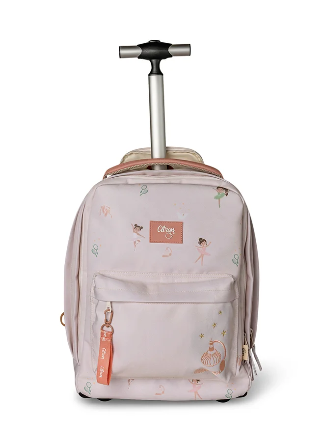 Citron Trolley Bag - Ballerina - Durable & Spacious Rolling Backpack for Kids - Eco-Friendly RPET Material - Multiple Compartments & Adjustable Handle - Ideal for School & Travel