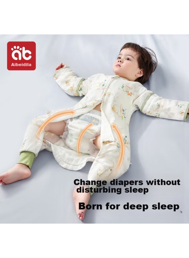 AIBEDILA Aibeidila Baby Sleeping Bag, Children's Front 6 Back 4 Bamboo Cotton Antibacterial Gauze Split-leg, Anti-kick Blanket, Spring And Summer Children's Pajamas, M Size - Image 5