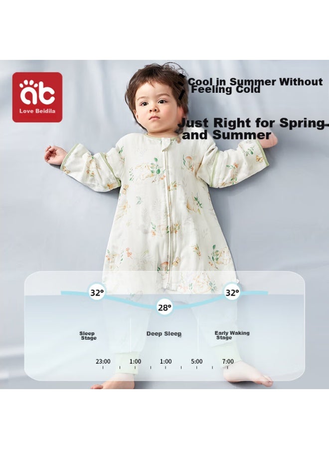 AIBEDILA Aibeidila Baby Sleeping Bag, Children's Front 6 Back 4 Bamboo Cotton Antibacterial Gauze Split-leg, Anti-kick Blanket, Spring And Summer Children's Pajamas, M Size - Image 1
