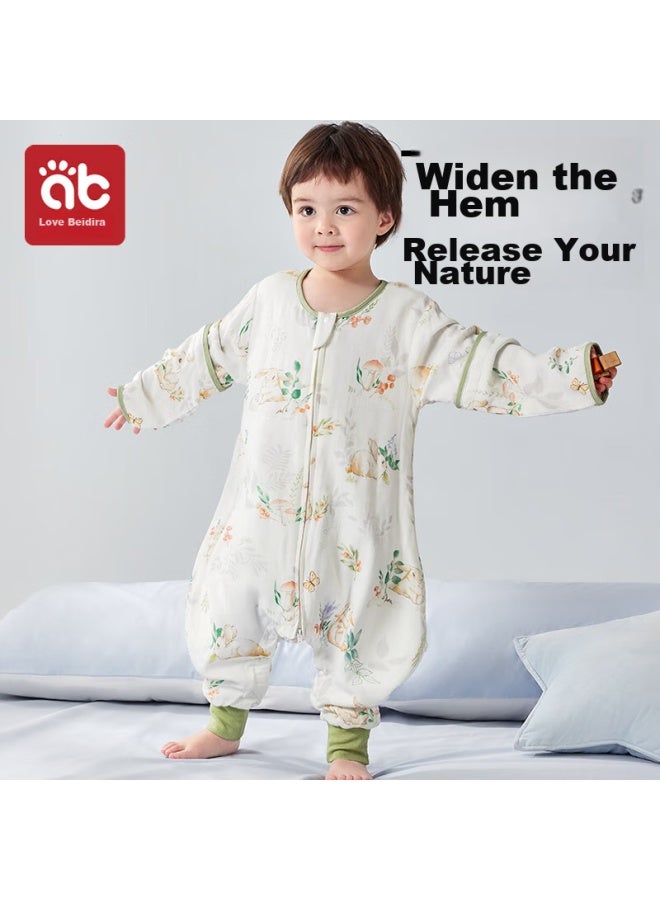 AIBEDILA Aibeidila Baby Sleeping Bag, Children's Front 6 Back 4 Bamboo Cotton Antibacterial Gauze Split-leg, Anti-kick Blanket, Spring And Summer Children's Pajamas, M Size - Image 4