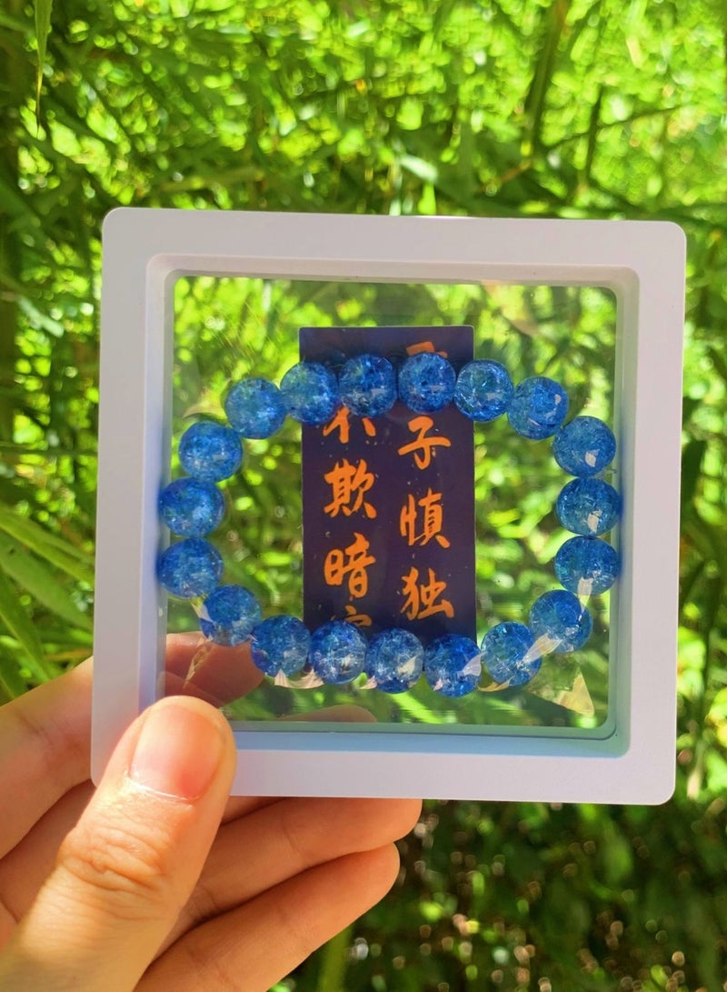 سوار تقليدي متصدع من الثلج المزجج التقليدي هدية مثالية للبنات الضباب الأزرق