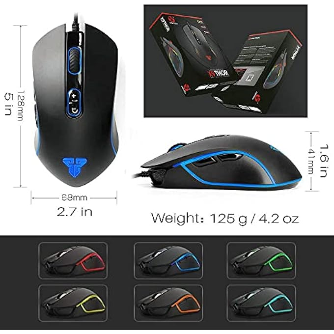FANTECH BASIC WIRED GAMING MOUSE X9, RGB 7 MACRO BUTTONS PROGRAMMABLE TRUE 4800 DPI CLAW GRIP COMFORT BEGINNER GAMING MOUSE FOR WINDOW PC, BLACK - Image 2