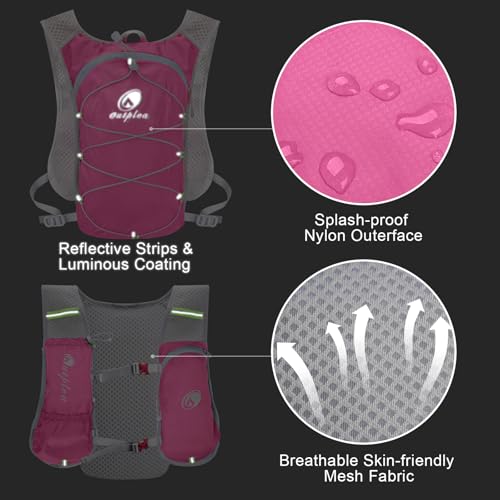 Outplea Pink Small Lightweight Running Hydration Vest with 2L Water Bladder for Women, Lightweight Water Backpack Hydropack for Hiking - Image 4