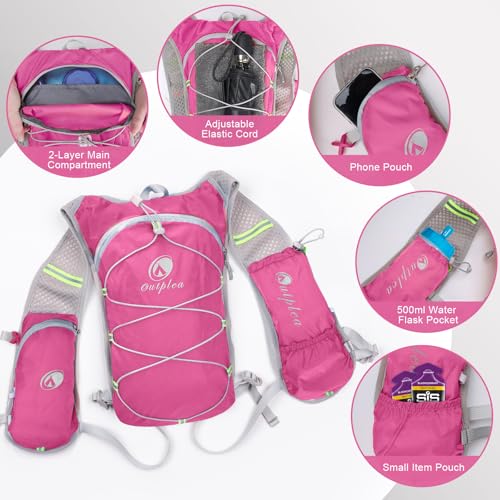Outplea Pink Small Lightweight Running Hydration Vest with 2L Water Bladder for Women, Lightweight Water Backpack Hydropack for Hiking - Image 5