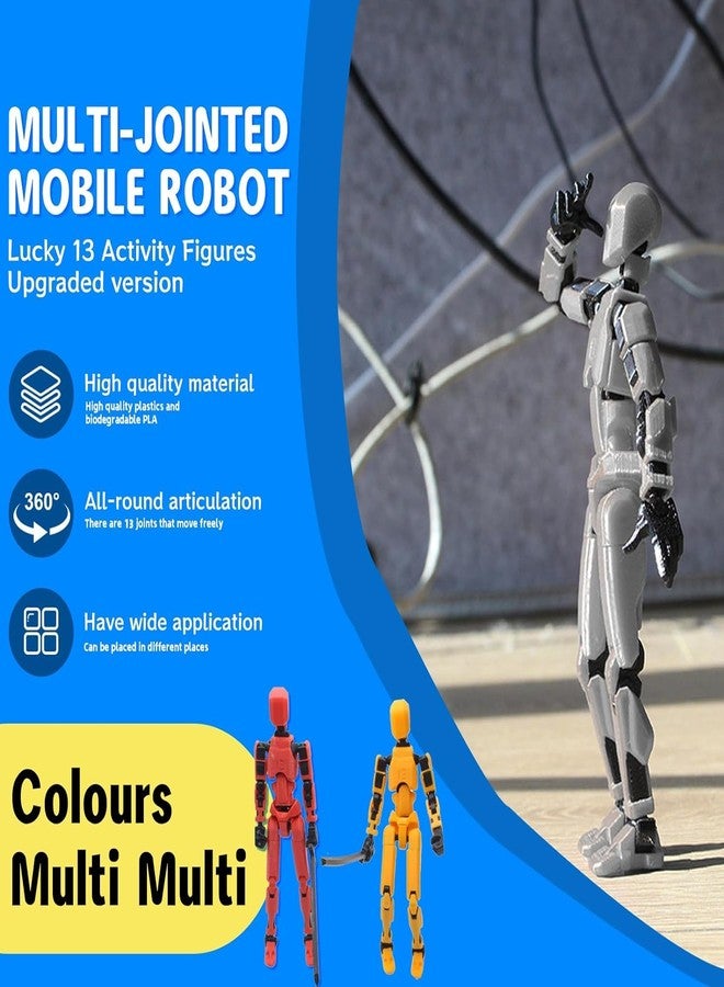 MerryXD T13 3D Action Figure,Assembly Completed Dummy Nova Tintan Lucky 13 Action Figure 3D Printed Multi-Jointed Movable Toy Grey - Image 2