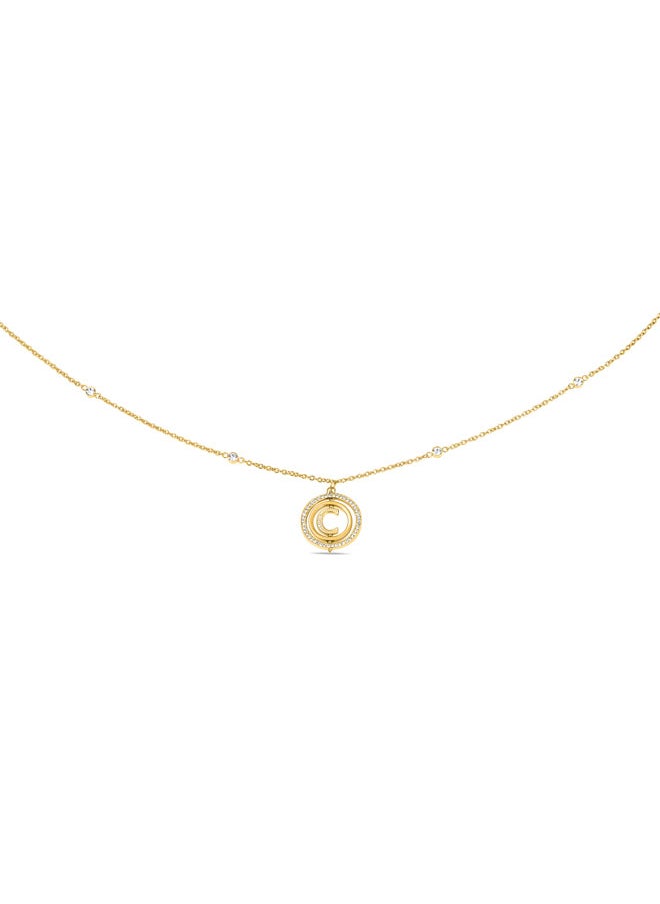 CERRUTI 1881 Supreme Round Necklace Gold-Plated with Chain Crystal C Logo Jewelry for Women  - Image 1