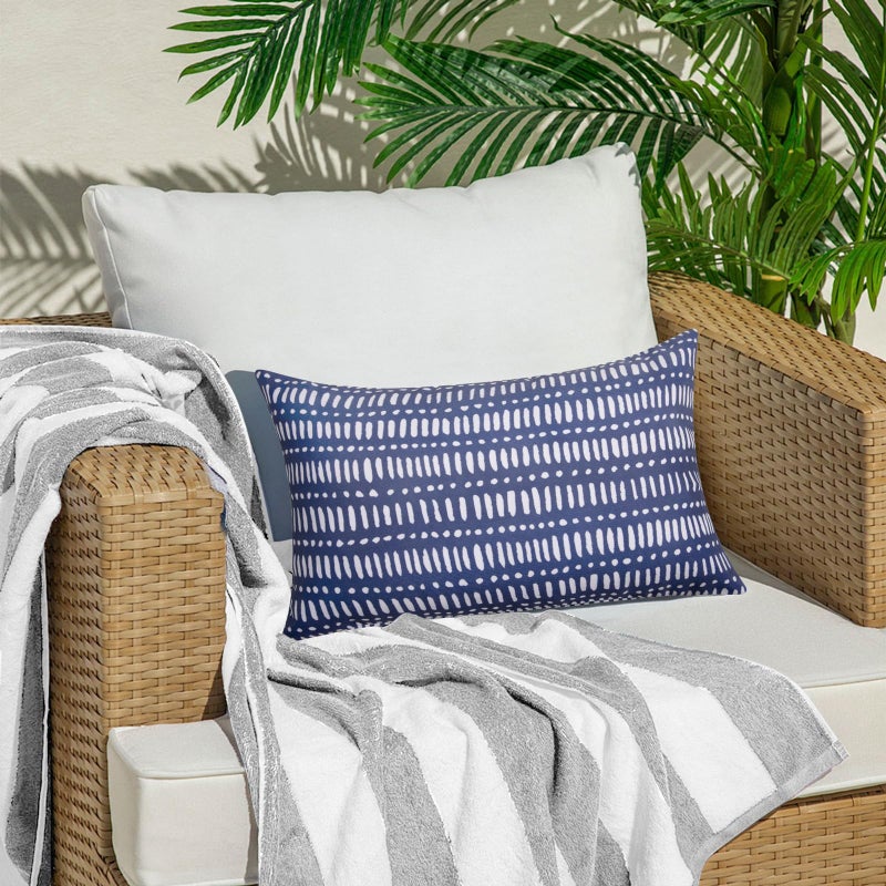 CASAJOY Pack of 2 12x20 Outdoor Pillows, Waterproof Throw Pillows with Inserts, Decorative Lumbar Pillows for Patio, Garden, Couch, Furniture, Sofa, Bed, Living Room(Pebble Dark Blue) - Image 2