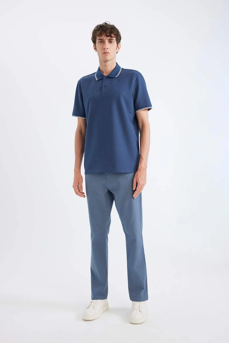 DeFacto Regular Fit Short Sleeve Waffle Polo Shirt