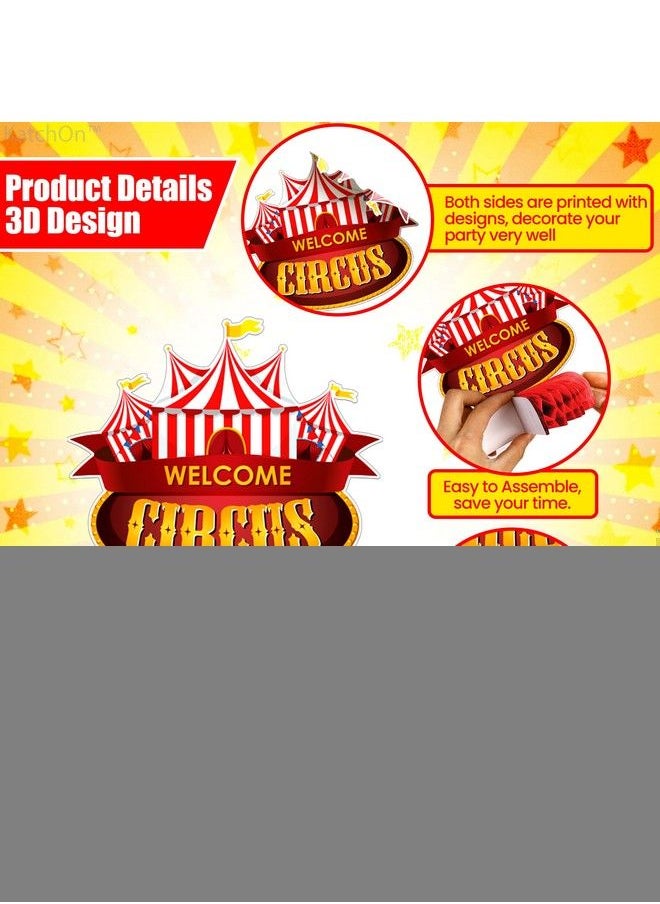 KATCHON - Carnival Centerpiece Table Decorations Pack Of 9 ; Carnival Party Centerpiece For Carnival Theme Decorations ; Circus Honeycomb Centerpieces For Carnival Decorations ; Circus Decorations - Image 1