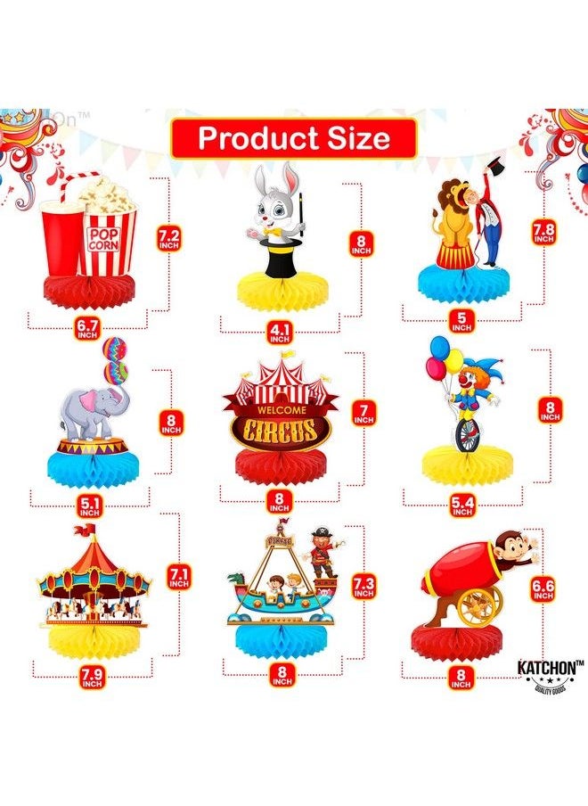 KATCHON - Carnival Centerpiece Table Decorations Pack Of 9 ; Carnival Party Centerpiece For Carnival Theme Decorations ; Circus Honeycomb Centerpieces For Carnival Decorations ; Circus Decorations - Image 1