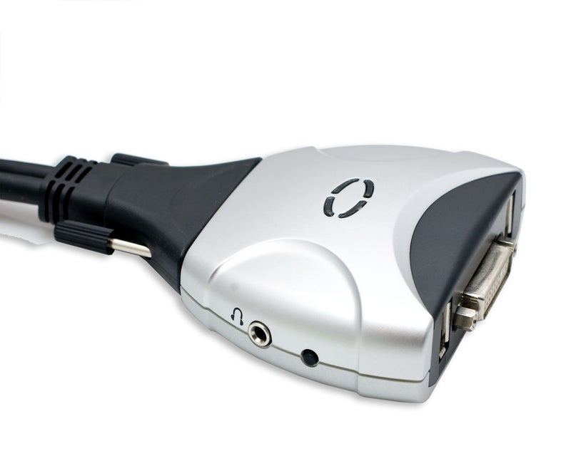 Syba 2 Port KVM Switch 1920 X 1200 - DVI W/ Audio and USB 2.0 Hub – Display/ Screen KVM Switch - DVI 3.9 ft Cables - Image 2