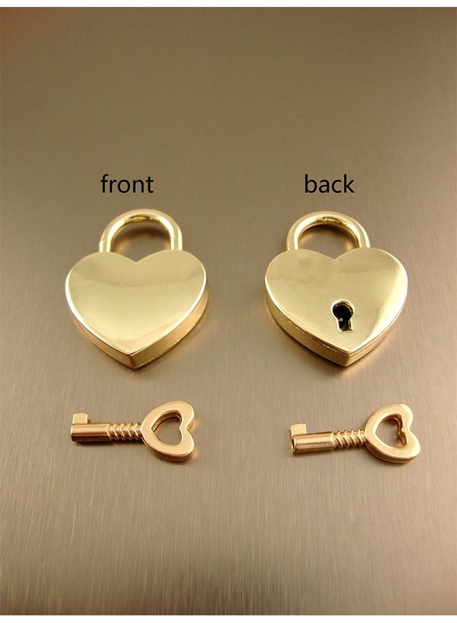 Small Metal Heart Shaped Padlock Mini Lock with Key for Jewelry Box Storage Box Diary Book,Pack of 2,Gold - Image 4