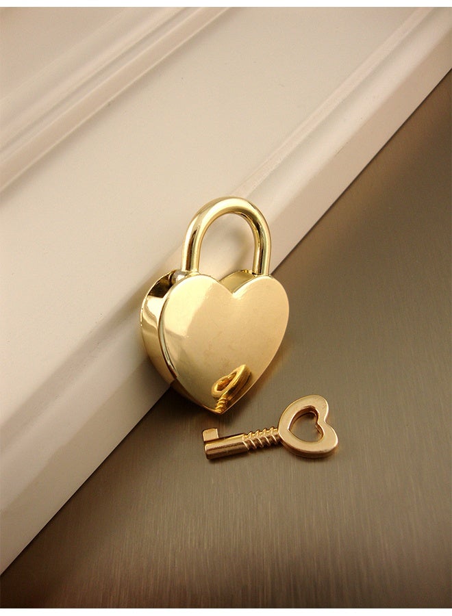 Small Metal Heart Shaped Padlock Mini Lock with Key for Jewelry Box Storage Box Diary Book,Pack of 2,Gold - Image 5